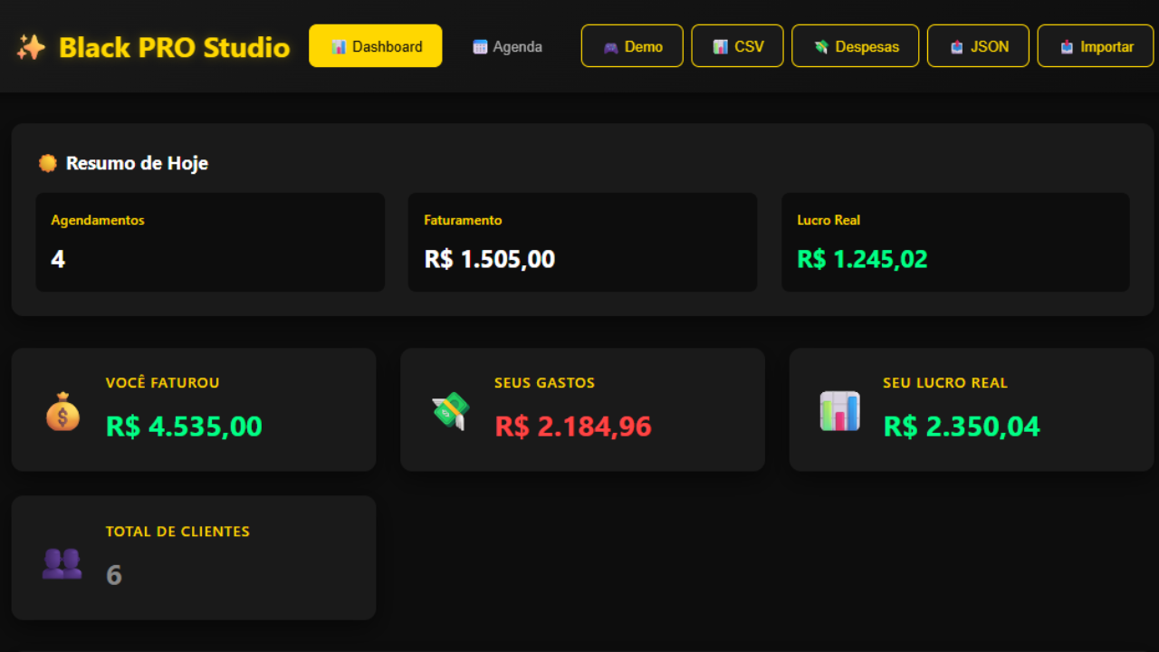 Dashboard Black PRO Studio