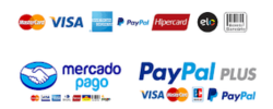 Medios de pago: Visa, Mastercard, PayPal, Mercado Pago, etc.